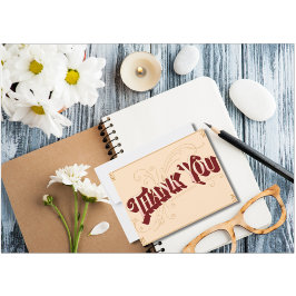 ベージュピンクヴィンテージアートミニマリスト サンキューカード