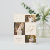 ベージュピースジョイラブタイポグラフィ3フォトコラージュ シーズンポストカード (スタンド正面)