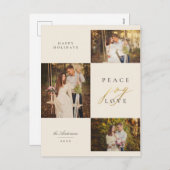 ベージュピースジョイラブタイポグラフィ3フォトコラージュ シーズンポストカード (正面/裏面)