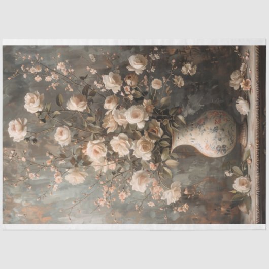 ベージュピーニーバラスチルライフフランスのロマンチックフローラ 薄葉紙 (正面)