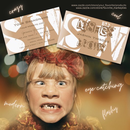 ベージュファンシーとホワイトシックとモノグラム付きスタイリッシュ 名刺