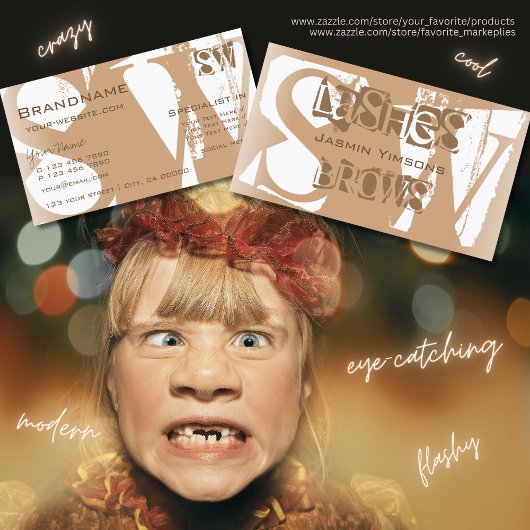 ベージュファンシーとホワイトシック、イニシャル付きスタイリッシュ 名刺