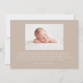 ベージュファームハウスリネンストライプズ2フォト誕生 案内状 (裏面)