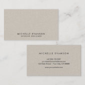 ベージュフェイクリネンラエレガントックスプロフェッショナル 名刺 (正面/裏面)