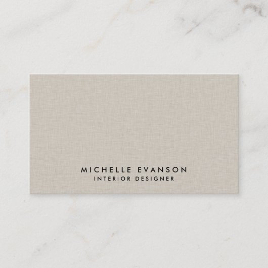 ベージュフェイクリネンラエレガントックスプロフェッショナル 名刺 (正面)
