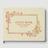 ベージュフェイクレザーブラウンフレーム ゲストブック (正面)