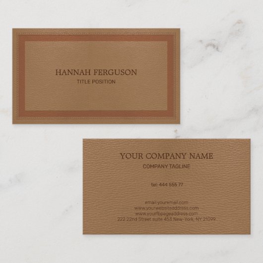 ベージュフェイクレザー 名刺 (正面/裏面)