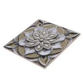 ベージュフェイクレリーフ、 浮き彫り対称フローラ花 タイル (側面)