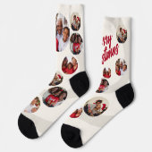 ベージュフォトコラージクリスマス ソックス (左)