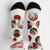 ベージュフォトコラージクリスマス ソックス (上部)