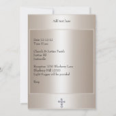 ベージュフォトフレーム宝石クロスバプテスマ長 招待状 (裏面)