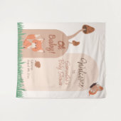 ベージュフォレストをテーマにしたキツネベビーシャワー タペストリー (正面(横))