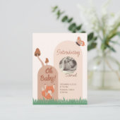 ベージュフォレストをテーマにしたキツネベビー統計 ポストカード (スタンド正面)