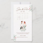 ベージュフォーマルとグリーンフローラ結婚式招待状 (正面)