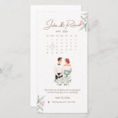 ベージュフォーマルとグリーンフローラ結婚式招待状 (正面/裏面)