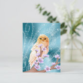 ベージュフクロウオンパープルフローラブランチマジカルスパークル ポストカード (スタンド正面)