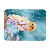 ベージュフクロウオンパープルフローラブランチマジカルスパークル マグネット (横)