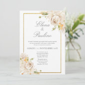ベージュフラワーエレガントウェディング招待状スペインのイン 招待状 (スタンド正面)