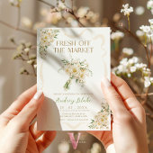 ベージュフラワーオフザマーケットブライダルシャワー招待状 招待状