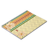 ベージュフラワーズカラフルストライプーズ ノートブック (左側)