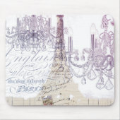 ベージュフランスのスクリプトchandelier parisエッフェルタワー マウスパッド (正面)