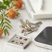 ベージュフレンズモダンフォーエバーフォトコラージュ キーホルダー (側面)