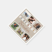 ベージュフレンズモダンフォーエバーフォトコラージュ スタンダードカクテルナプキン (角)