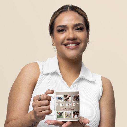 ベージュフレンズモダンフォーエバーフォトコラージュ ツートーンマグカップ