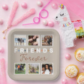 ベージュフレンズモダンフォーエバーフォトコラージュ ペーパープレート (パーティー)