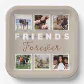 ベージュフレンズモダンフォーエバーフォトコラージュ ペーパープレート (正面)