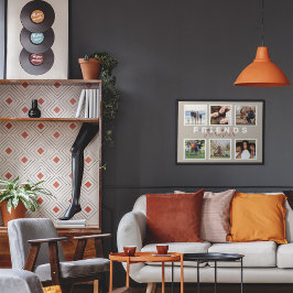 ベージュフレンズモダンフォーエバーフォトコラージュ ポスター