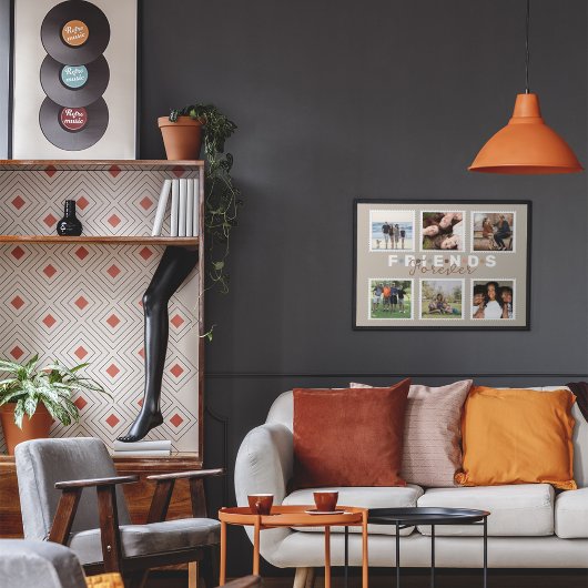 ベージュフレンズモダンフォーエバーフォトコラージュ ポスター