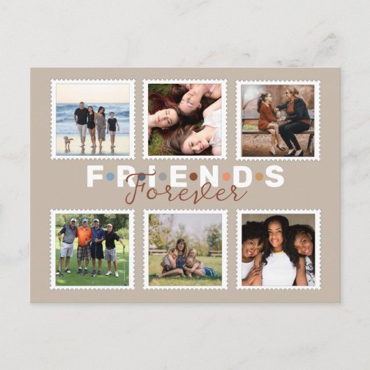 ベージュフレンズモダンフォーエバーフォトコラージュ ポストカード (正面)