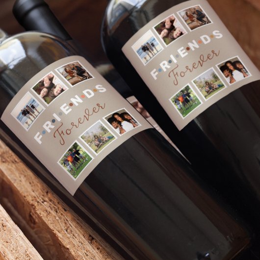 ベージュフレンズモダンフォーエバーフォトコラージュ ワインラベル