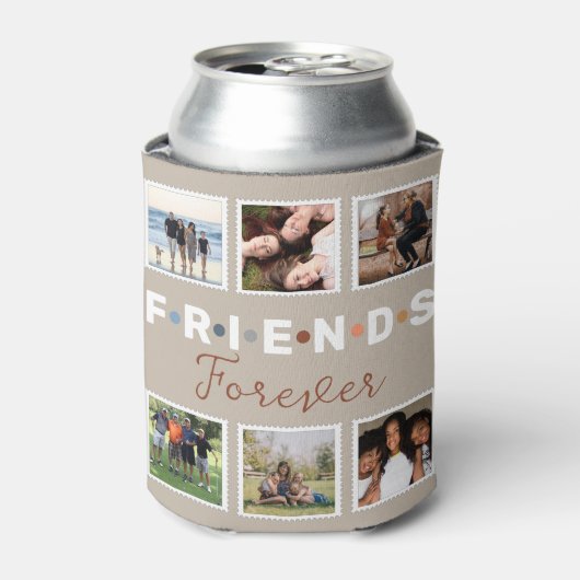 ベージュフレンズモダンフォーエバーフォトコラージュ 缶クーラー (缶正面)