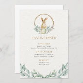 ベージュフローライースターディナーメニューカード 招待状 (正面/裏面)