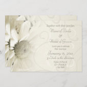 ベージュフローラエレガントウエディング招待状カード 招待状 (正面/裏面)