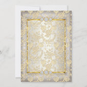 ベージュフローラダマスクバラ金ゴールド誕生日パーティー 招待状 (裏面)