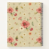ベージュフローラノートブックヴィンテージ赤い花 ノートブック (裏面)