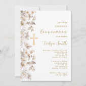 ベージュフローラファーストコミュニオン 招待状 (正面)