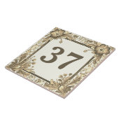 ベージュフローラフラワーズカスタムハウスナンバサイン タイル (側面)