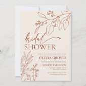 ベージュフローラボタニカルブライダルシャワー招待 招待状 (正面)