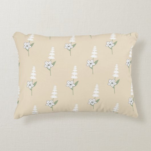 ベージュフローラボヘミアン植物模様 アクセントクッション (正面)