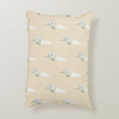 ベージュフローラボヘミアン植物模様 アクセントクッション (裏面(縦))