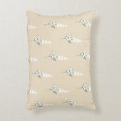 ベージュフローラボヘミアン植物模様 アクセントクッション (正面(垂直))