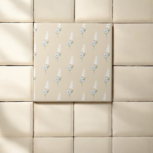 ベージュフローラボヘミアン植物模様 タイル