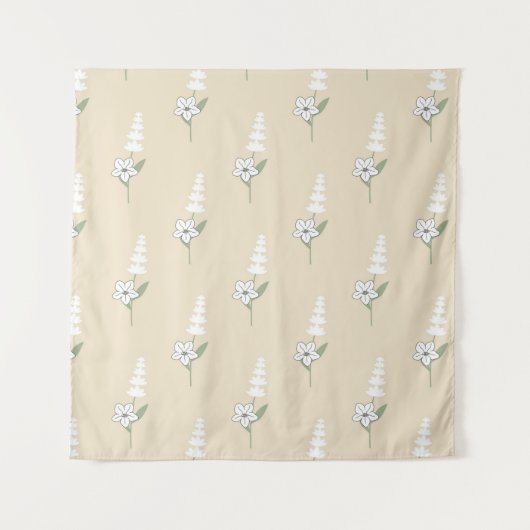 ベージュフローラボヘミアン植物模様 タペストリー (正面)