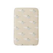 ベージュフローラボヘミアン植物模様 バスマット (正面縦)