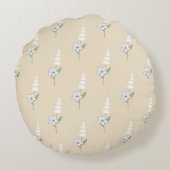 ベージュフローラボヘミアン植物模様 ラウンドクッション (裏面)