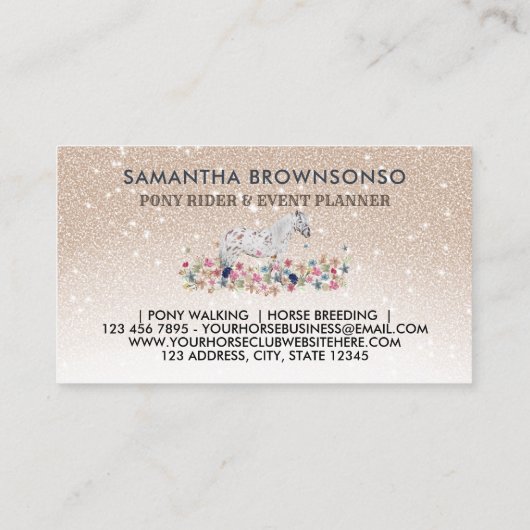 ベージュフローラポニーエクストリアントレーナーホース 名刺 (裏面)